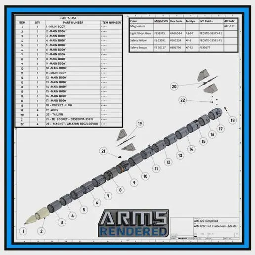 AIM-120C/D AMRAAM Missile Inert Replica 1:1 Size (Scalable)